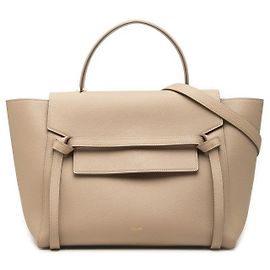Céline Celine Mini Bolsa Cinto em Pele de Bezerro Grão Beige Bege
