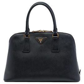 Prada Black Medium Saffiano Lux Promenade Satchel Handtasche Schwarz