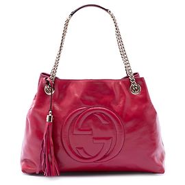Sac cabas Soho Chain Medium en cuir verni rose Gucci Rose Autre