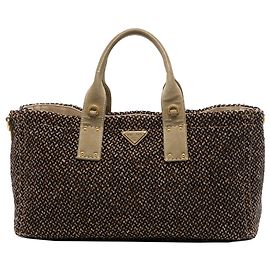 Prada Brown Tweed Satchel Brown Dark brown