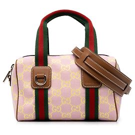 Sac Boston Gucci Mini GG Canvas Web Rose Rose