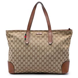 Gucci Beige GG Canvas Web Tote Beige