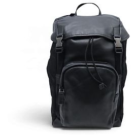 PRADA RUCKSACK AUS LEDER UND RE-NYLON CANVAS SCHWARZ Schwarz
