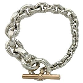 Hermès Pulseira Hermes Clic H Au750 Ouro Rosa e Prata Prata Metálico