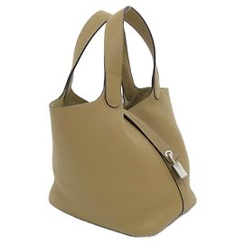 Hermès Sac Hermes Picotin Lock PM Clemence Marron Beige
