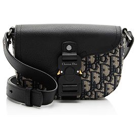 Dior Oblique Saddle Flap Mini Messenger Blau