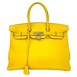 Hermès Hermes Birkin35 Calf Leather Jaune