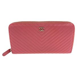 Carteira Longa Chanel Coco Mark V Chevron Caviar Rosa