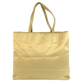 Prada Logo Embroidery Satin Handbag Yellow