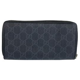 Carteira Longa Gucci Interlocking GG Supreme Canvas Leather Preto
