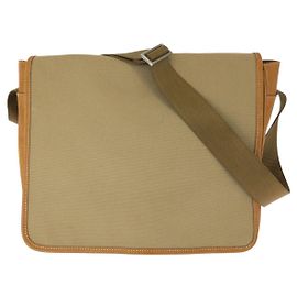 Bolsa de Ombro Prada em Lona e Couro Marrom Bege