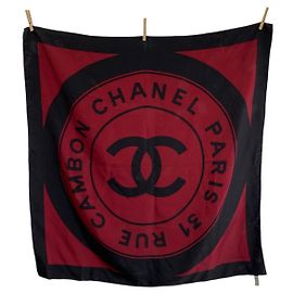 Pañuelo de seda Chanel 31 RUE CAMBON Coco Mark Castaño