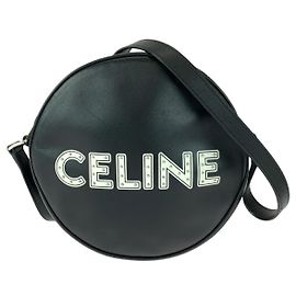 Céline Celine Dancing Kid Logo Studs Leder-Schultertasche Schwarz