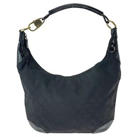 Gucci GG Canvas Leather Shoulder Bag Black