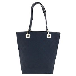 Gucci GG Canvas Leather Tote Bag Black