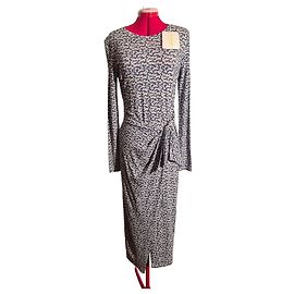 Isabel Marant Etoile Robe longue imprimée bleue et blanche Blanc Bleu
