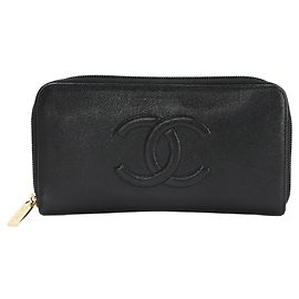 Chanel Coco Mark Round Long Wallet Black