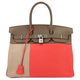 Hermès Sac à main Hermes Birkin 35 Casaque Rose Autre Taupe