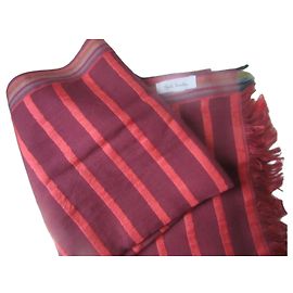 Paul Smith gestreifter Seidenschal Rot Bordeaux