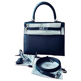 Hermès Kelly 25 Borsa in pelle nera Nero