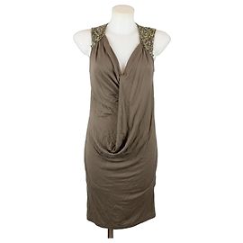 John Richmond Richmond Brown Viscose Embellished Mini Dress Brown