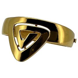 Givenchy – Bracelet manchette moderniste géométrique – 1976 Doré