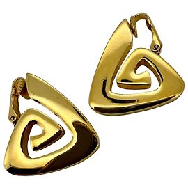 Givenchy – Boucles d’oreilles modernistes géométriques – 1976 Doré