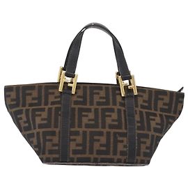 Fendi Zucca Canvas Handbag in Black and Brown Other