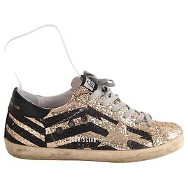 Golden Goose Super-Star Sneakers Gold Glitter Golden
