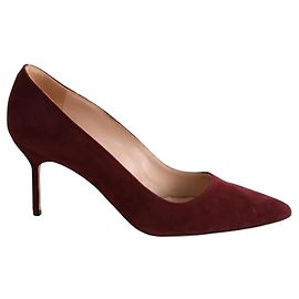 Saltos Manolo Blahnik em couro bordeaux Bordeaux