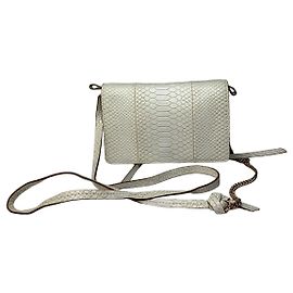 Stella Mc Cartney Stella McCartney Vintage Borsa Crossbody a Patta in Faux Python Off-White Bianco