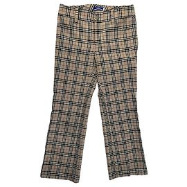 Pantalon évasé Vintage Burberry Blue Label Nova Check début 2000s M Beige