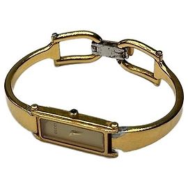 Relógio de Pulseira Retangular Vintage Gucci Início dos 2000s Gold Cream Bege