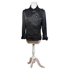 Vintage Burberry Double-Breasted Trench Coat Nova Check L Black