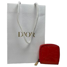 Vintage Dior Patent Leather Zip Wallet Early 2000s Red Red