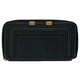 Vintage Chloé Pebbled Leather Bifold Wallet Black Gold Black