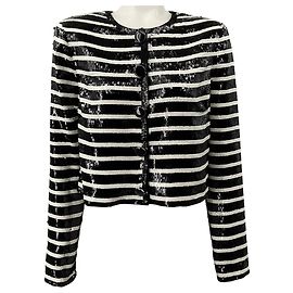 Veste Mickey à rayures de sequins noir / blanc Veronica Beard Noir