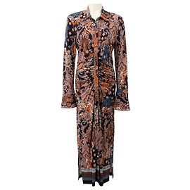Autre Marque Cara Cara Blue Cascade Paisley Ruched Shirley Dress Navy blue