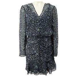 Veronica Beard Rosalia Ruched Kleid Multi Schwarz Marineblau