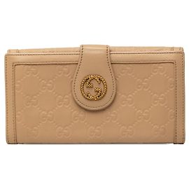 Beige Gucci Guccissima Long Wallet Beige