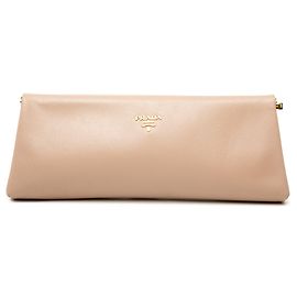 Clutch Prada Saffiano Lux East West Frame Beige Beige