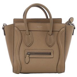 Céline Sac à main 2Way Celine Luggage Nano en cuir, Marron Beige