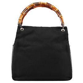 Gucci 000 0166 Mala de nylon preta com pega de bambu Preto