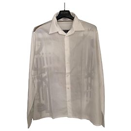 Camisa Hermès para homem em popeline de algodão estampada Branco Multicor