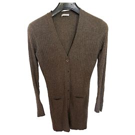 Chloé langer brauner Kaschmir-Rippstrick-Cardigan Braun