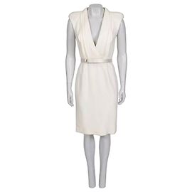 Vestido ajustado decote em V branco Alexander McQueen NWT seminovo Outro