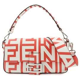 FENDIxMarc Jacobs Mamma Baguette Leather Shoulder Bag Red White 8BR600 White Red