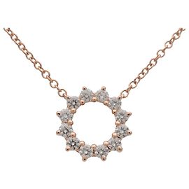 Tiffany & Co Open Circle Diamond Necklace K18 750PG Rose Gold Golden