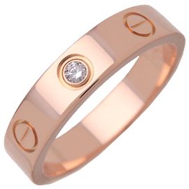Anel Cartier Mini Love 1P Diamante K18 750 #50 US5.25 EU50 HK11 Dourado