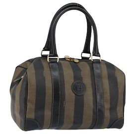 Fendi Borsa Boston Tela Pecan Nero Marrone Altro